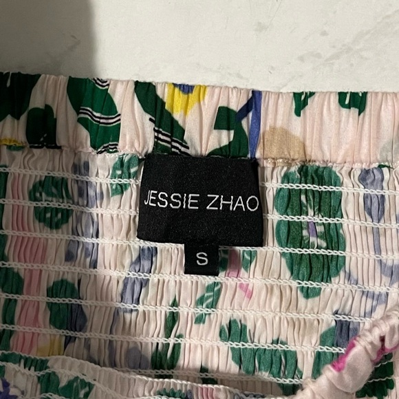 Jesse Zhao New York Emerald Smocked Puff Sleeve Midi Dress Size Small - Picture 6 of 7